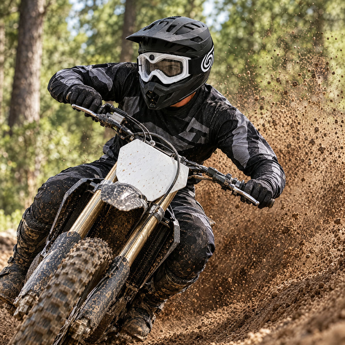 Rider wearing Dirt Vision POV Goggles on a dirt bike